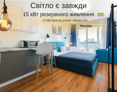 Mini studio in blue colors in residential complex ‘Kvartet’